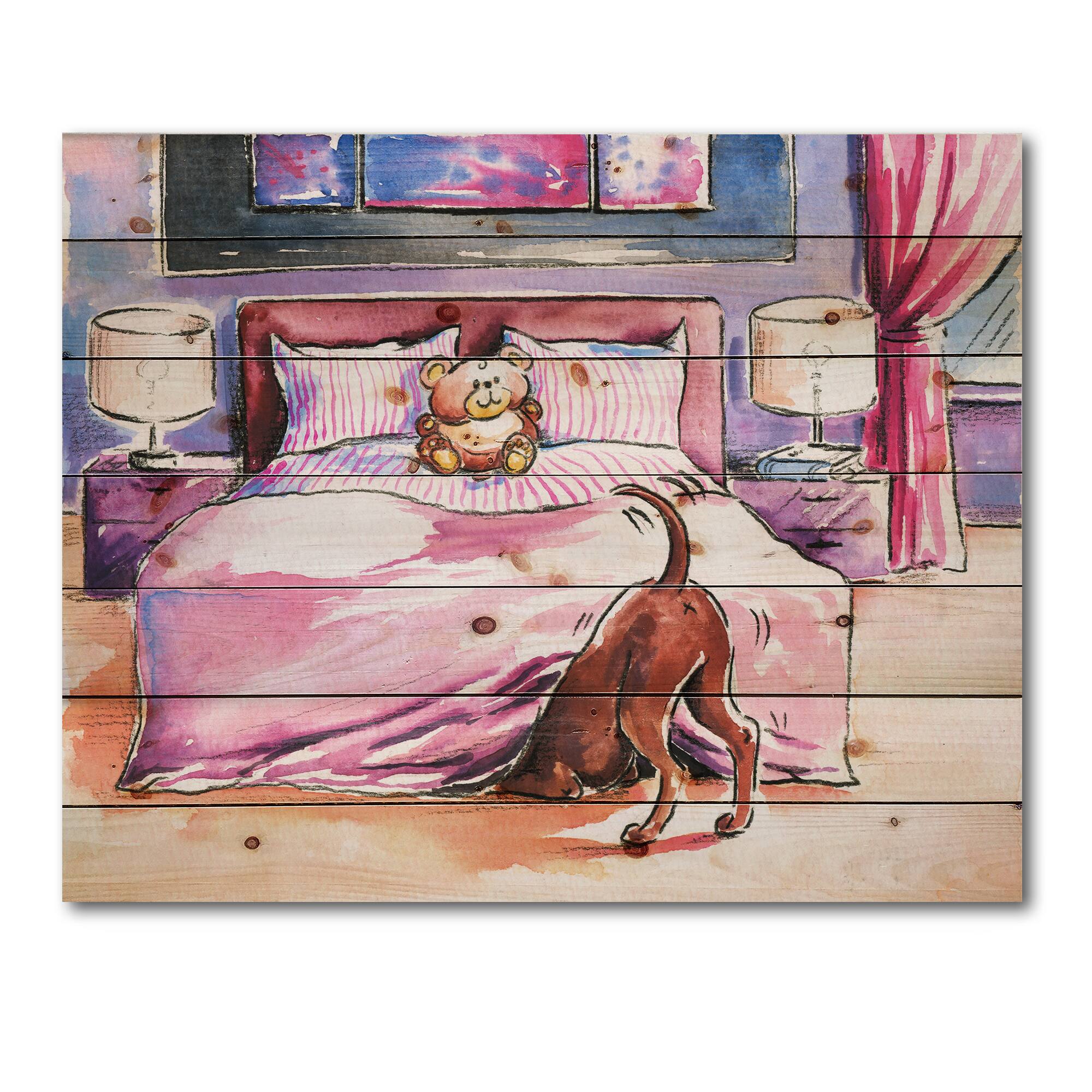 Designart - Brown Dog Looking Under the Bed